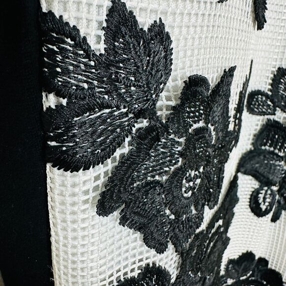 Eva Franco Stretch Black Floral Sleeveless Ponte Knit Dress Women's Size 6 NWT - Picture 7 of 11